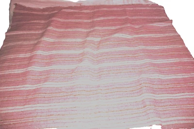 Coupons de tissus, coton épais, façon tissage Vieux rose et beige. Vintage. - Photo 1/3