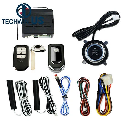 GPS Car Alarm Security System Push Button Start Passive Keyless Remote Kit - Image 1 of 4