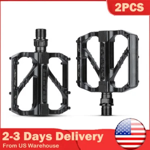 1 Pair Road Mountain Bike Pedals Flat Aluminum Sealed Bearing 9/16" For MTB BMX - Picture 1 of 21