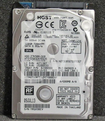 HTS725032A7E635 0J38653 HGST 320GB 7.2K RPM 6Gb/s 2.5" SATA LAPTOP Hard Drive - Image 1 of 4