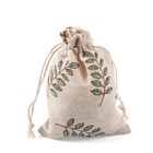 50x Leaf Drawstring Cotton Cloth Bags Gift Pouches Jewelry Packing Wheat 14x10cm