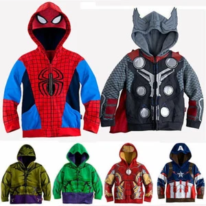 Toddler Kids Boys Hoodie Coat Superhero Costume Zipper Hooded Jacket Sweatshirt - Picture 1 of 10