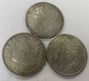1921 P,S & D (lot of 3) $1 Morgan Silver Dollars Very Nice Lot of Coins ~ #2148 - Picture 1 of 2