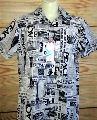 CAMISA ELÁSTICA DE 4 VÍAS ESTAMPADA DE PERIÓDICO BEL-AIR ESTAMPADA FRESCA PARA HOMBRE TALLA S Foto 1 de 2