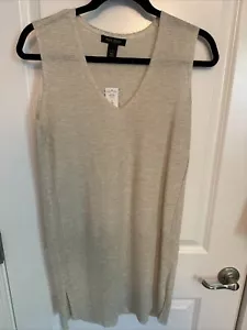 NEU MIT ETIKETT WEISSES HAUS SCHWARZMARKT BEIGE GOLD ÄRMELLOSES TUNIKA MUSCHEL TOP - GRÖSSE SMALL - Bild 1 von 8