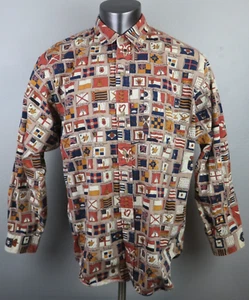 Mens Calvin Klein Sport Button Front Shirt Size XL Flags Of The World Vintage - Picture 1 of 8