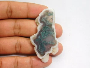Moos Achat Scheibe Edelstein Natürlicher Cabochon Loser Stein Zur Verwendung 93 Kt. ME-4186 - Bild 1 von 4