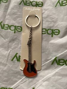 Orange Guitar Keychain Great for Rock n Roll Music Fan Metal Electric Guitar 