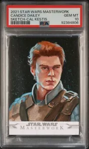 2021 STAR WARS MASTERWORKS OIL PAINT SKETCH AUTO CAL KESTIS PSA GEM MT 10 POP 1 - Picture 1 of 4