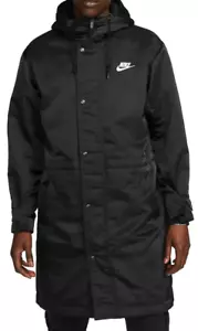 Nike Parka Black Long Jacket Hooded Insulated Winter Coat Club Stadium Men Size - Picture 1 of 6