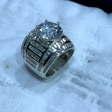 6Ct Round Lab Created Moissanite 14K White Gold Finish Wedding/Engagement Ring