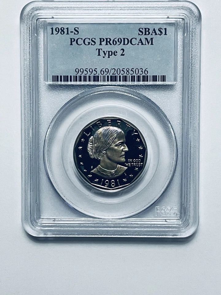 1981-S Susan B. Anthony Dollar PCGS PR69DCAM Type 2 Clear S TONED Purple Hair - Image 1 of 4