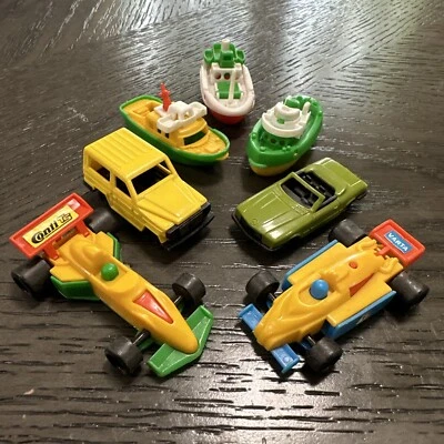 Vtg BRUDER Lot Miniature Plastic Toy Boats West W. Germany Formula 1 Race Cars - Image 1 of 4