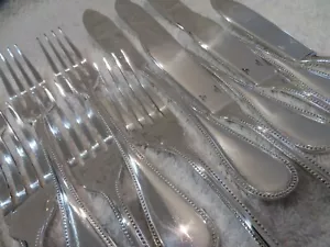 Vintage 1980 French silver-plated 12p fish cutlery set Christofle Perles - Picture 1 of 10