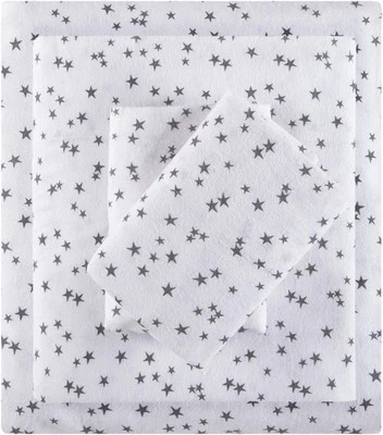 Full Grey Stars Flannel Cotton Bedding Set Cozy Kids Bed Linen 100 Cotton - Image 1 of 4