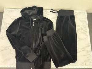 Moda Nova Terciopelo Bolsillos Cremallera Completa Sudadera con Capucha Chaqueta Jogger Conjunto Talla M Negro - Imagen 1 de 10