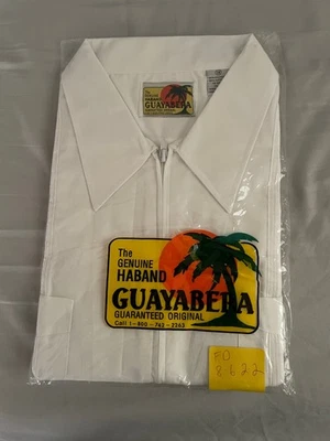 Camisa Original Haband GUAYABERA Cremallera Completa Bordada 4 Bolsillos Formal 3X Blanca AA Foto 1 de 4
