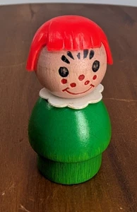 Vintage Fisher-Price Little People Wooden Figure Little Girl Red Hair - Picture 1 of 3