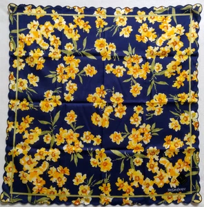 Yves Saint Laurent Schal Seide Hals Damen 100 % Blau Blumendruck 18" x 18" Neu - Bild 1 von 4