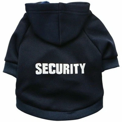 Dog Black SECURITY Puppy Clothes T-Shirt Coat Vest Top Warm with hat 2025 - Image 1 of 4