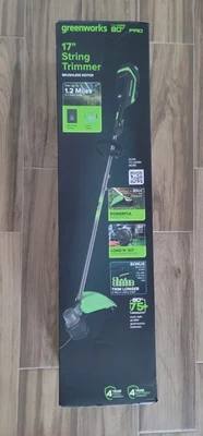 GREENWORKS 80V GEN 3 17" RECORTADORA DE CUERDAS SIN ESCOBILLAS CON BATERÍA Y CARGADOR 2.0Ah, NUEVO EN CAJA Foto 1 de 4
