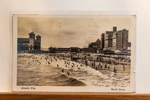 Atlantic City, NJ Strandszene RPPC Postkarte - Bild 1 von 4