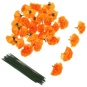  1 Juego Flores de Caléndula Artificiales - 30 Cabezas de Caléndula Naranja de 2" a Granel con 30 6" - Imagen 1 de 17