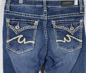 Anoname Womens Sz 27 Joelle Bootcut Jeans Dark Wash Embellished Western Festival - Picture 1 of 8