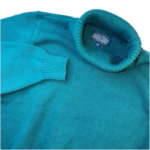 Lands End Pullover Damen mittelgrün Rollkragenpullover Baumwolle Ski - Bild 1 von 5