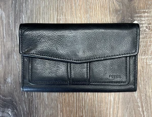 FOSSILBlack Women's Leather Wallet w/Card Holder /Pocketbook/Coin Purse - Picture 1 of 10