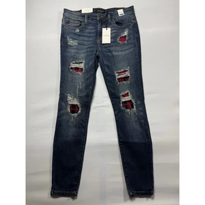 Neu mit Etikett Judy Blue Damen Skinny Fit Gingham Stretch Denim Jeans-Größe 11 (31x29) - Bild 1 von 8