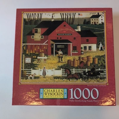 Charles Wysocki - Brooms, Brushes and Barrel MB 1000 pc Puzzle From 2000 - Image 1 of 4