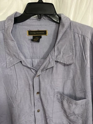 Camisa grande George Foreman 100 % seda para hombre 3x azul palmeras Foto 1 de 4