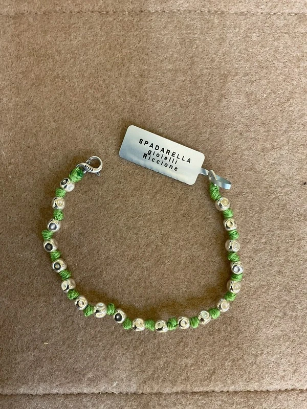 Spadarella Bracciale con pepite in argento e nodini verde uomo - Immagine 1 di 1