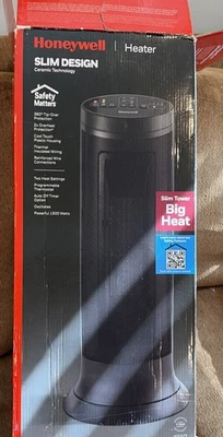 Honeywell Slim Digital Ceramic Tower Portable Oscillating Heater 1500W Black - Image 1 of 4