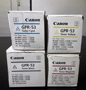 Canon GPR-53 Toner Set Black Yellow Cyan Magenta Authentic OEM NEW - Photo 1/2