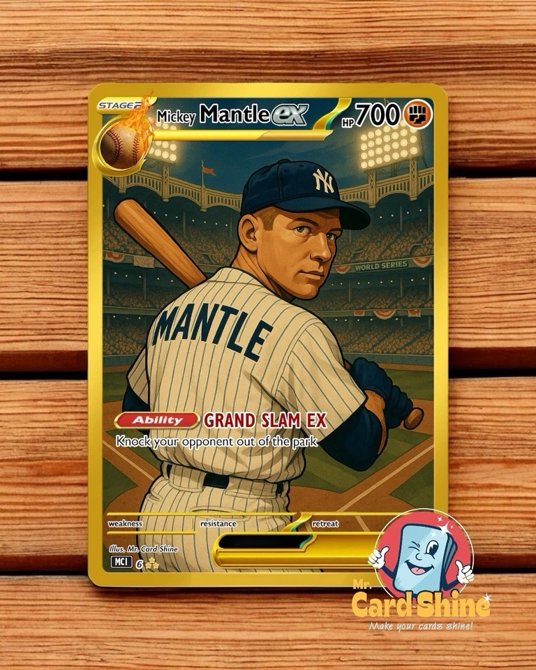 Carta Pokémon Mickey Mantle arte completo Foto 1 de 1