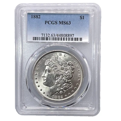 1882-P $1 Morgan Silver Dollar PCGS MS63 Free Shipping USA - Image 1 of 4