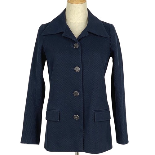CHANEL Giacca Sartoriale Bottone Catena Giacca Singola Sartoriale Cotone Blu Navy...