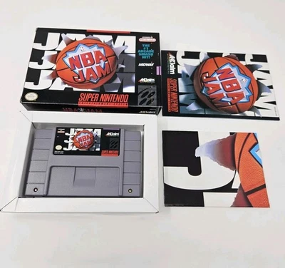 NBA JAM SNES SUPER NINTENDO COMPLETE IN BOX W/ POSTER CONFIRMED BARKLEY VARIANT - Image 1 of 4