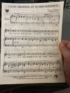 1947 Jimmie Davis Advance Copia Spartiti Musicali I JUST DROP IN TO SAY GOODBYE - Foto 1 di 1