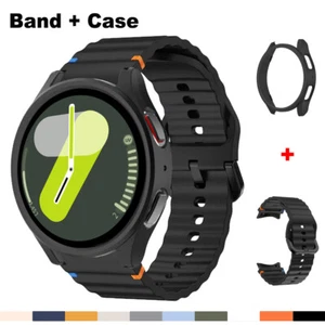 Band + Case For Samsung Galaxy Watch 7 40mm 44mm Silicone Strap PC Case Cover - Photo 1 sur 28
