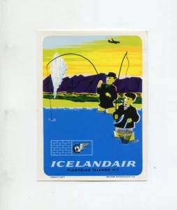 Vintage Airline Luggage Label ICELANDAIR fishing  - Picture 1 of 2