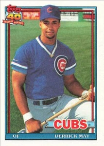 1991 Topps Baseball Derrick May Chicago Cubs #288 - Picture 1 of 2