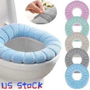 Soft Bathroom Toilet Seat Cover Pad Cushion Closestool Warmer Cover Mat Washable - Picture 1 of 17
