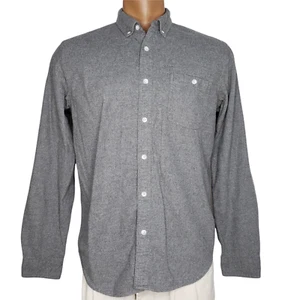 J Crew Button Down Shirt Large L/S Slim Pocket Gray Cotton Wool Elbow Patches - Picture 1 of 7