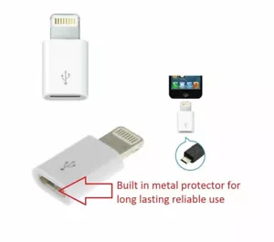Micro USB to IPhone Cable Adapter For 6, 6s, 7, 7 Plus, 8, X, XR, XS, 11 - Picture 1 of 2