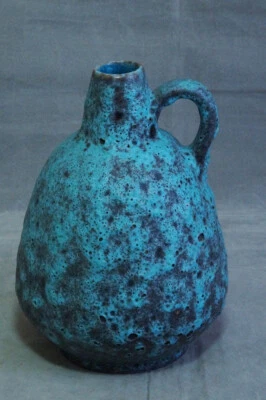 VASE TISCHVASE HENKELVASE FAT LAVA 60ER 70ER TÜRKIS - Bild 1 von 4