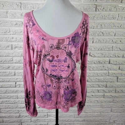 Top de mujer Suzie vintage extra grande XL rosa amor paciente tipo nunca falla tachuelas Foto 1 de 4