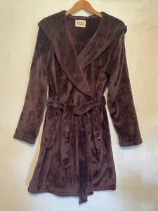 UGG Miranda Fleece Belted Hooded Bath Robe Plum Purple Sz Lg - Picture 1 of 7